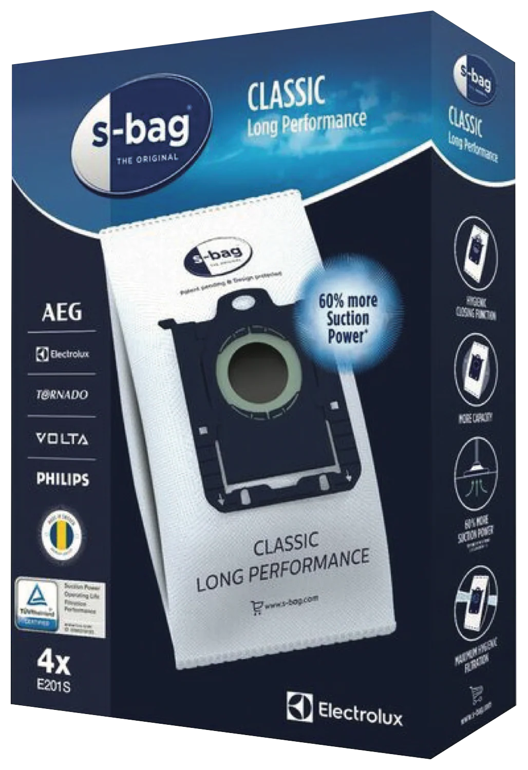 Electrolux S Bag Classic Long Performance Dust Bags 4 Pk