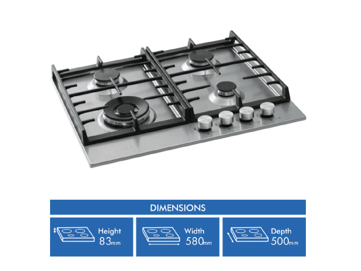 Technika 60cm Stainless Steel Gas Cooktop